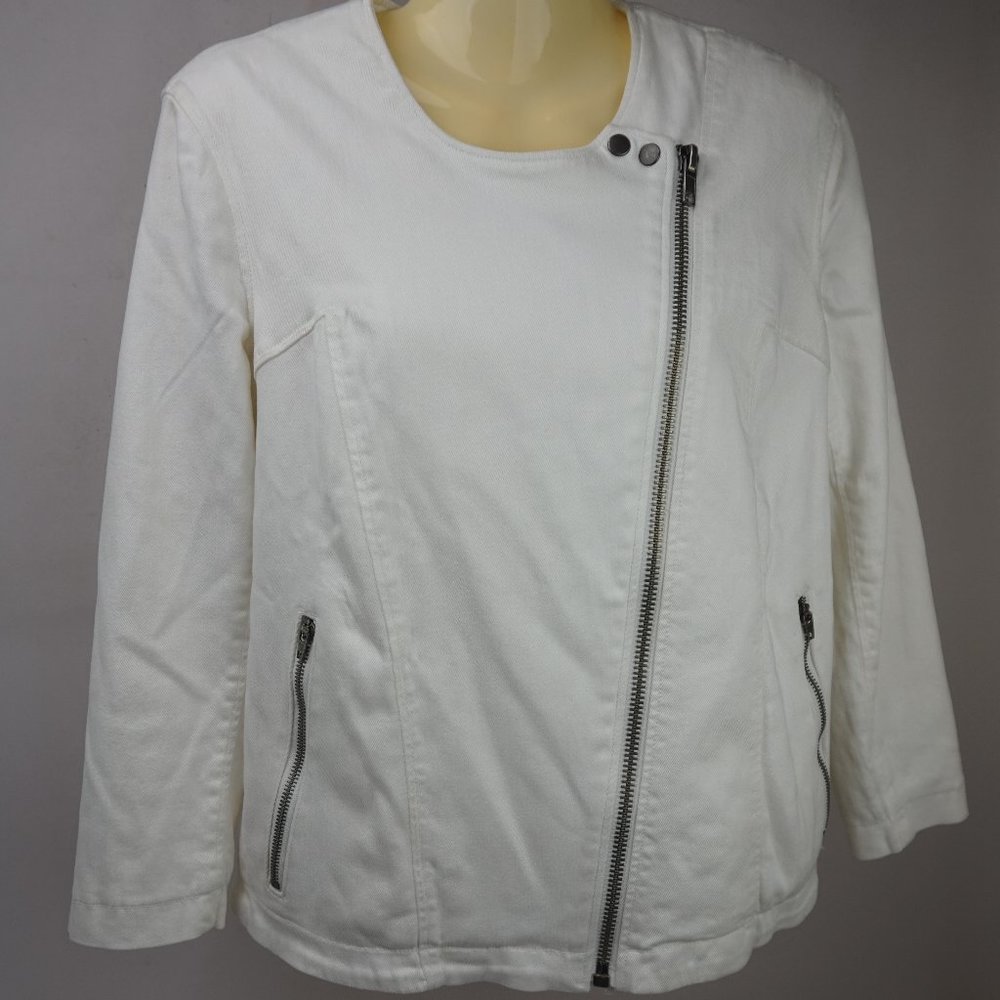Helmut Lang Women's White Moto Jacket Size Medium